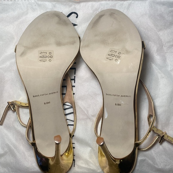 Women’s gold ankle strap stilleto sandal. - Picture 5 of 5